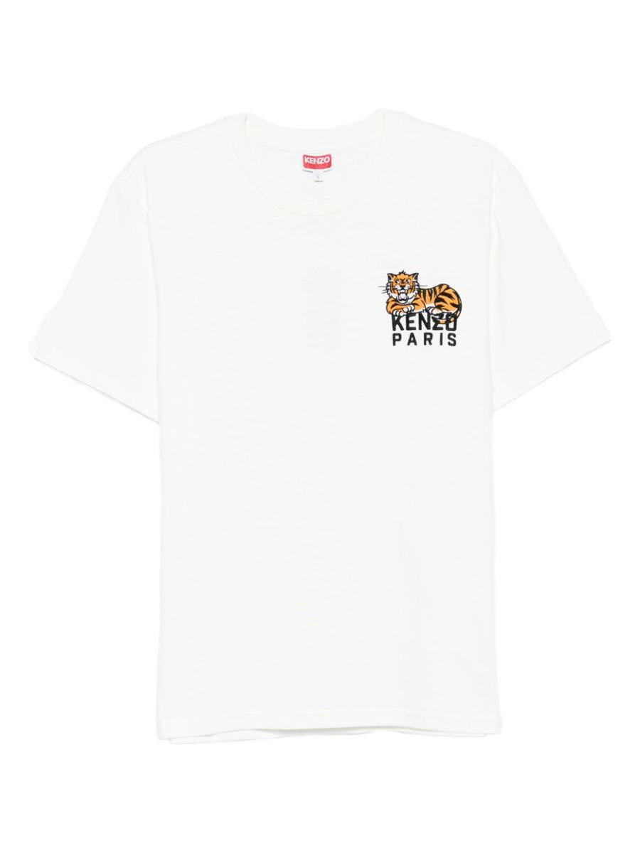 Kenzo Black Cotton T-Shirt With Embroidered Tiger Logo