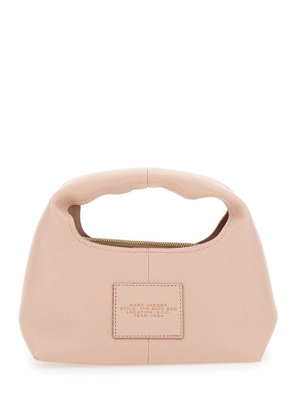 'The Mini Sack' Pink Handbag With Logo Lettering On The Front In Leather Woman