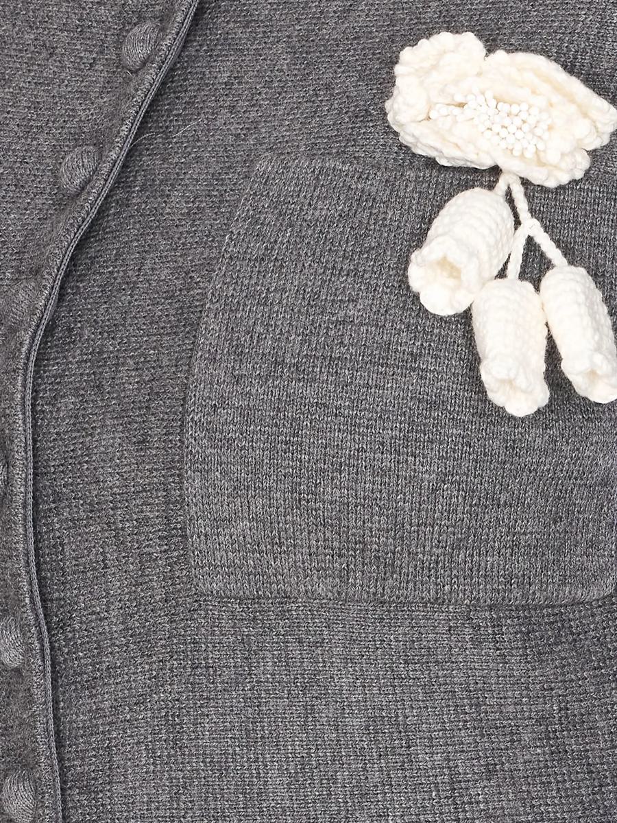 Self-Portrait Grey Crochet Flower Collared Knit Mini Dress Clothing