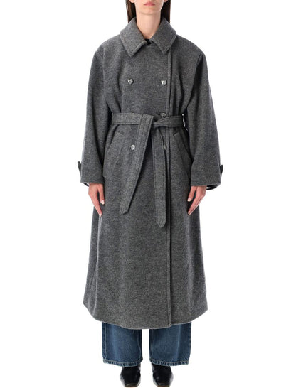 A.P.C. Heather Grey Oversized Wool Lea Coat A.P.C