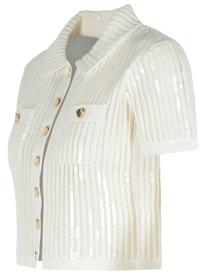 Self-Portrait 'Crochet' White Cotton Blend Top