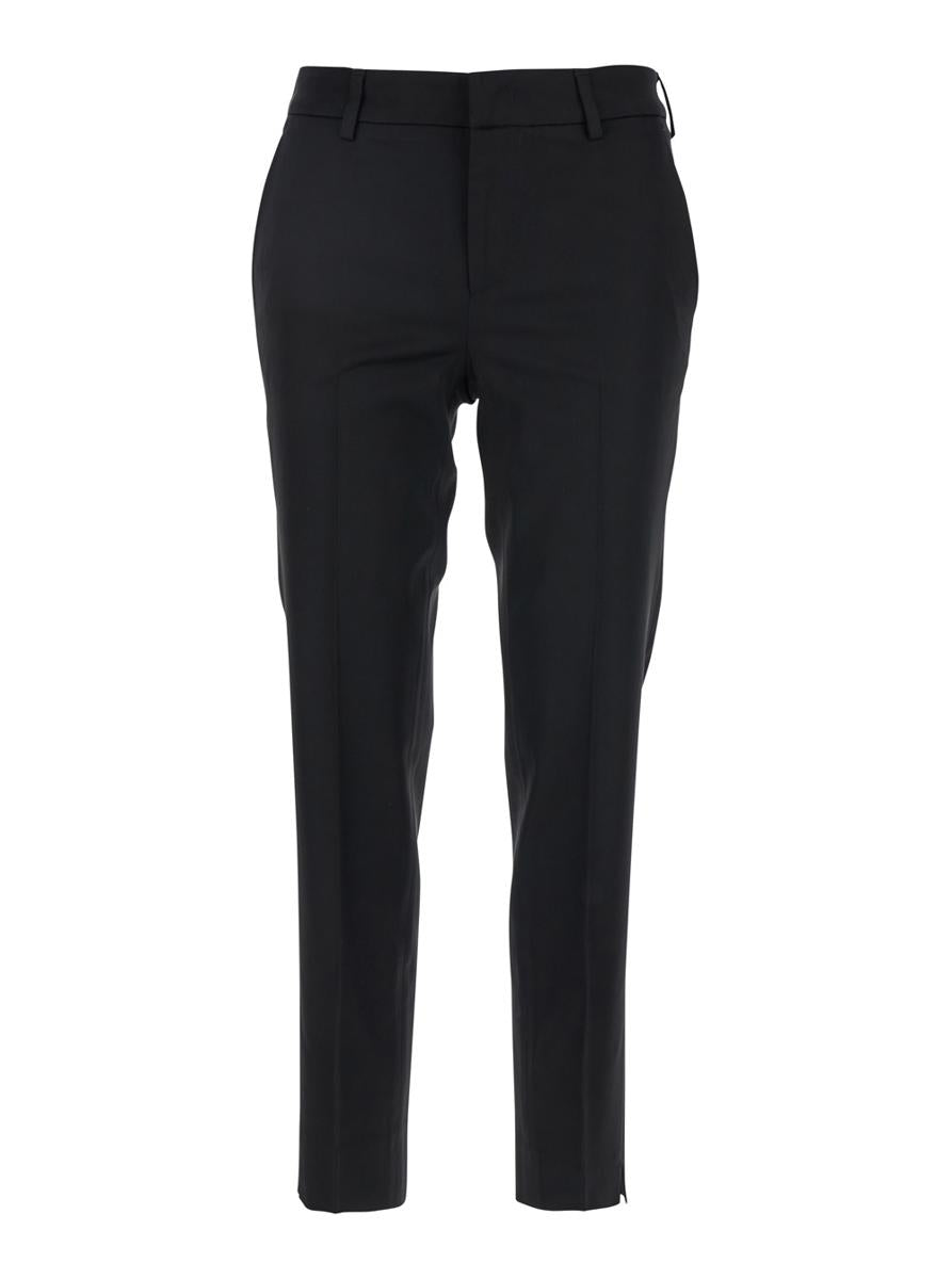 'New York' Black Pants With Belt Loops In Viscose Stretch Woman