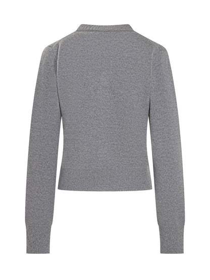 AMI Paris Ami Paris Grey Cardigan With Logo