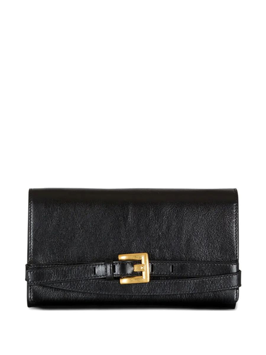 Balmain "Shuffle" Wallet On Chain Crinkled Leather Accessories