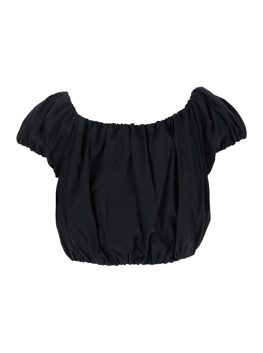 'Whitely' Black Top With Balloon Design In Cotton Blend Woman