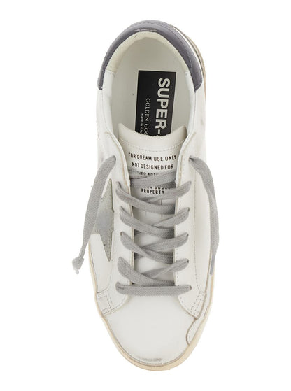 White Low Top Sneakers With Star Patch In Vintage Leather Woman