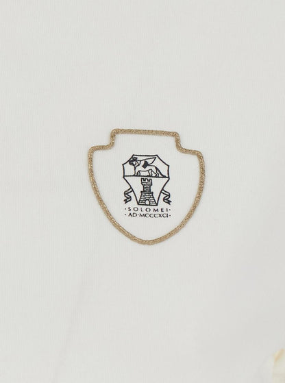 White Polo Shirt With Logo Printed On The Front In Cotton Jersey Woman