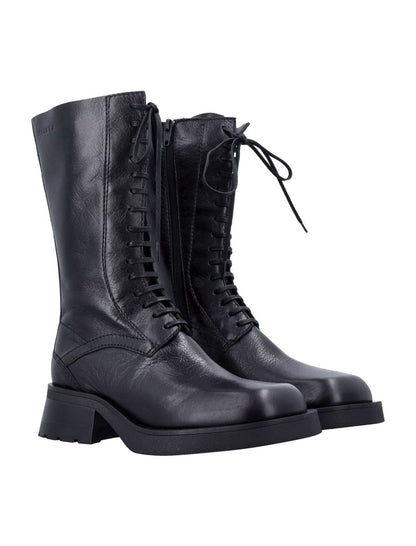 Miista Vel Lace-Up Leather Boots Black