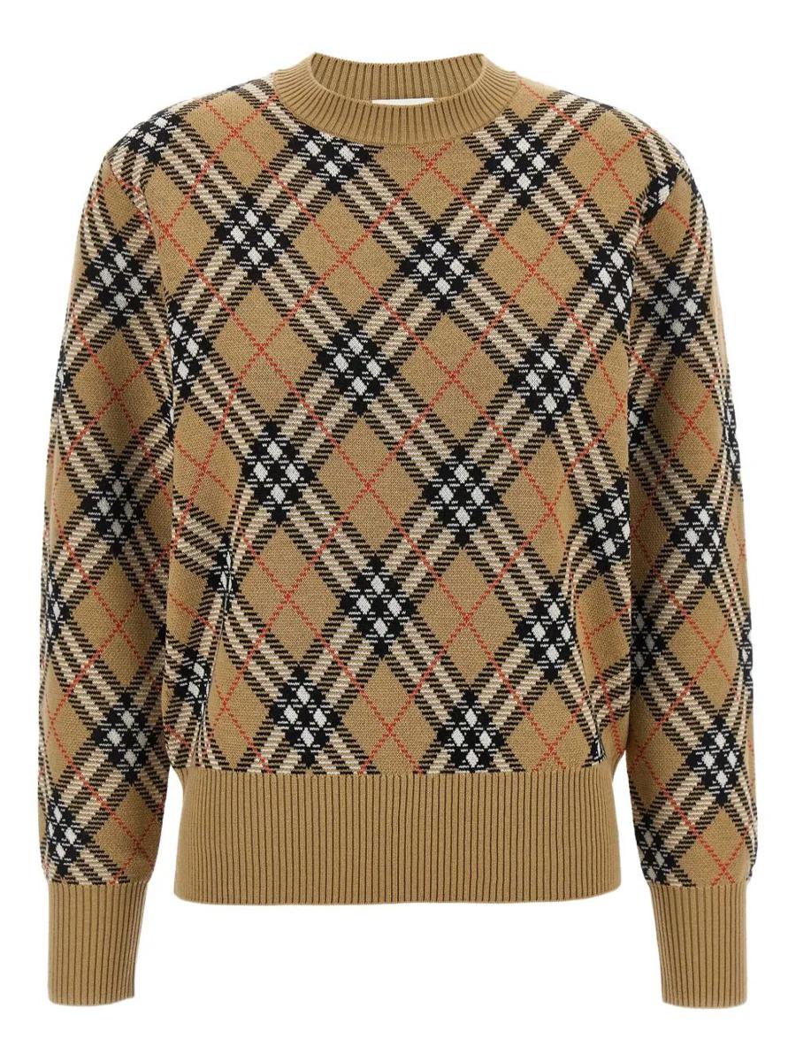Burberry Check-Pattern Wool Sweater Clothing
