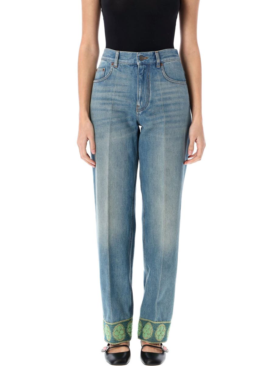 Valentino Garavani Jacquard Trims Denim Pant