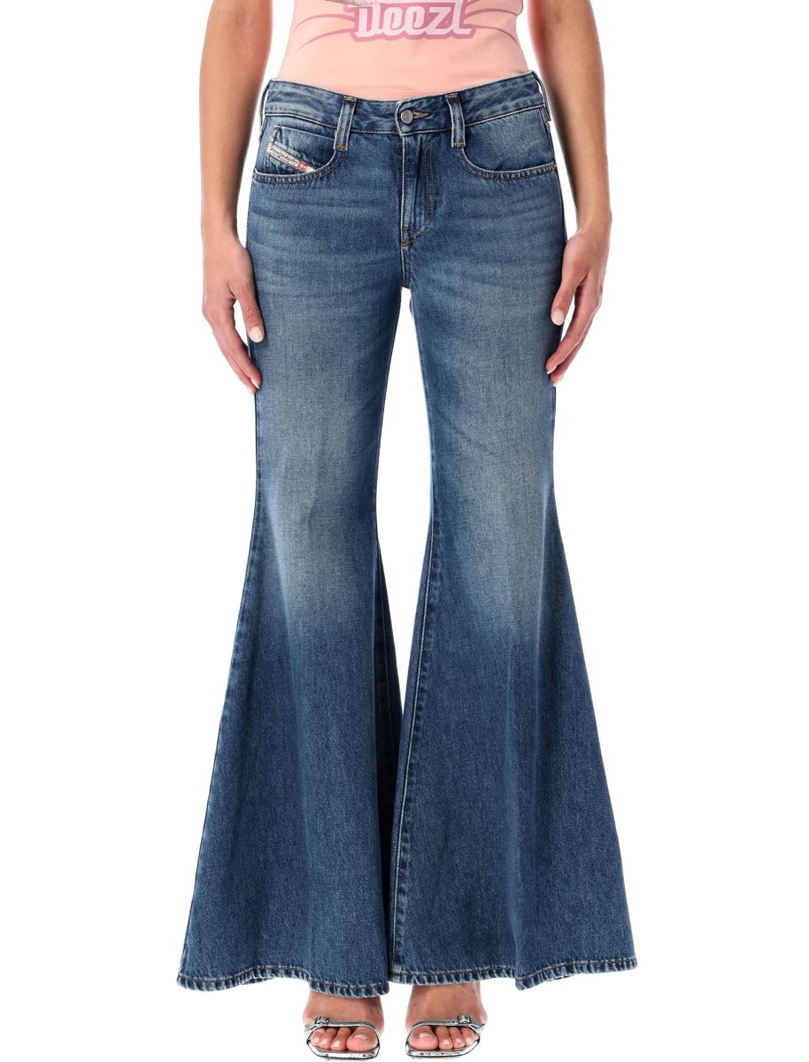Diesel Blue Low-Rise Flared Jeans  1970 D-Bleess
