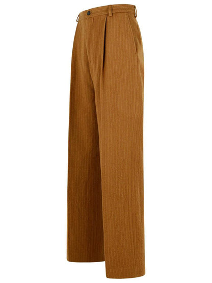 Dries Van Noten 'Penrud' Straight Brown Wool Pants