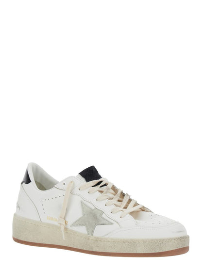 'Ballstar 2' White Low Top Sneakers With Star Patch On The Side And Laminated Heel In Leather Man