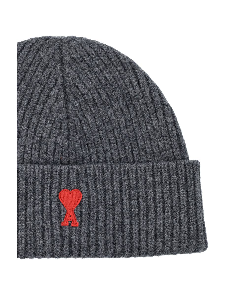 AMI Paris De Coeur Wool Beanie Grey