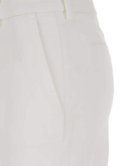 'New York' White Pants With Belt Loops In Viscose Stretch Woman