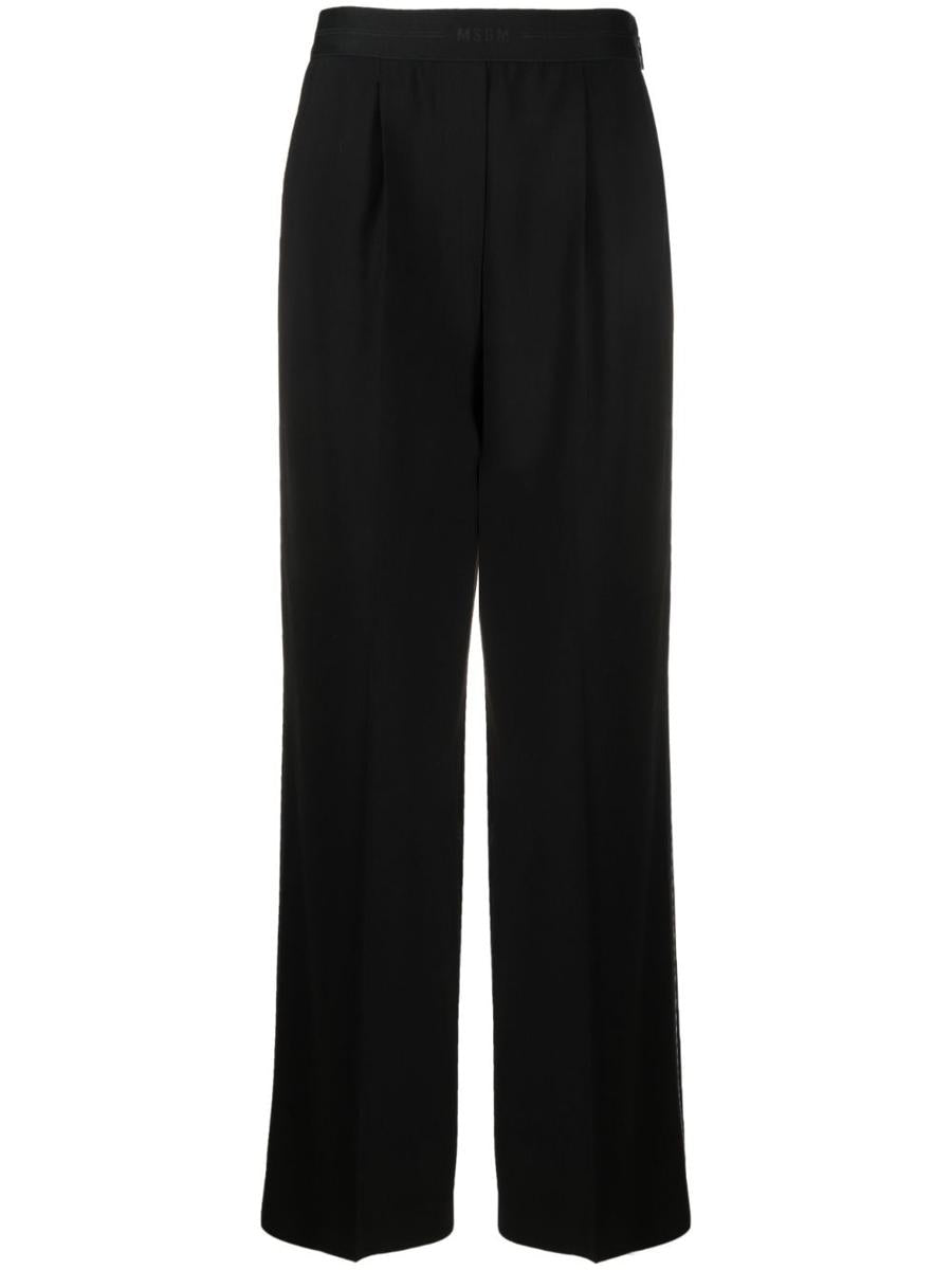 Msgm Wide-Leg High-Waist Trousers