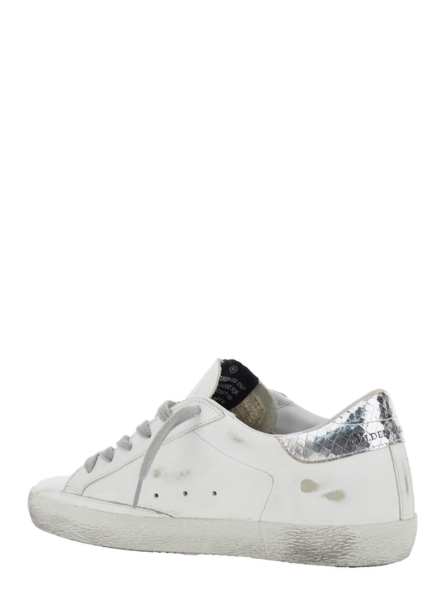 'Superstar' White Low Top Sneakers With Star Patch On The Side And Laminated Heel In Leather Woman