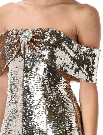 Self-Portrait Sequin Off-Shoulder Mini Dress
