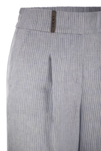 Peserico Linen Trousers With Striped Pattern