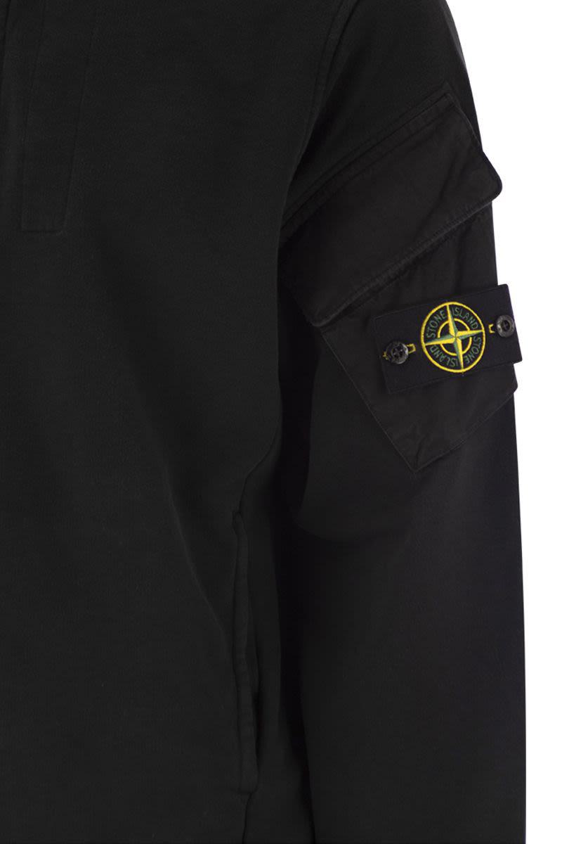Stone Island Hoodie With Zip And Sleeve Pockets