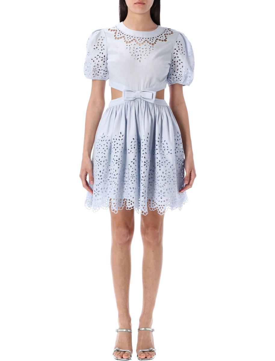 Self-Portrait Embroidered Mini Dress