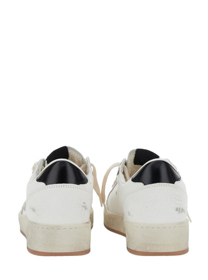 'Ballstar 2' White Low Top Sneakers With Star Patch On The Side And Laminated Heel In Leather Man