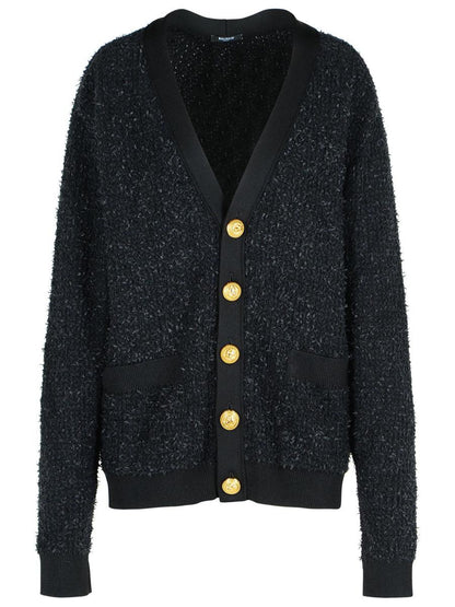 Balmain Black Cotton Blend Cardigan