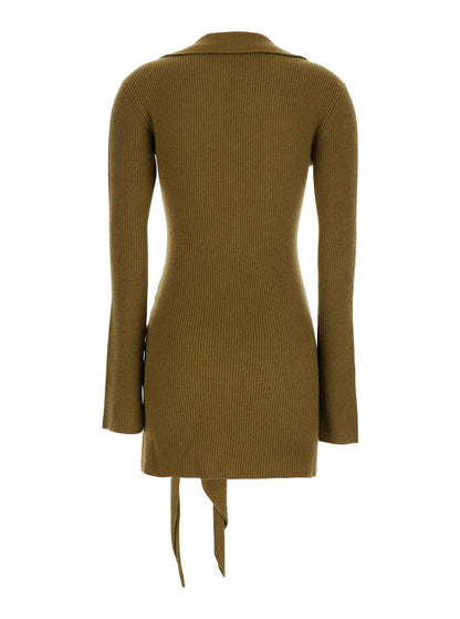 Abito Corto Misto Cashmere Con Nodo