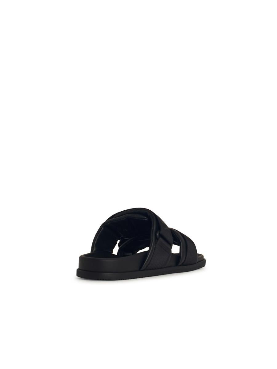 Moncler Black Leather Blend Sandals