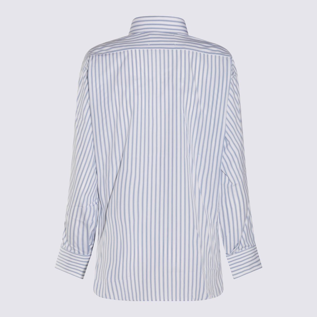 Maison Margiela White And Light Blue Cotton Shirt