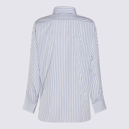 Maison Margiela White And Light Blue Cotton Shirt