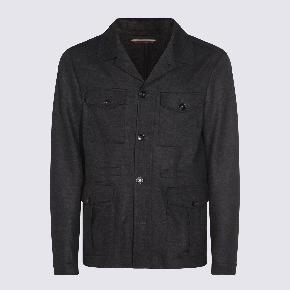 Canali Grey Wool Casual Jacket