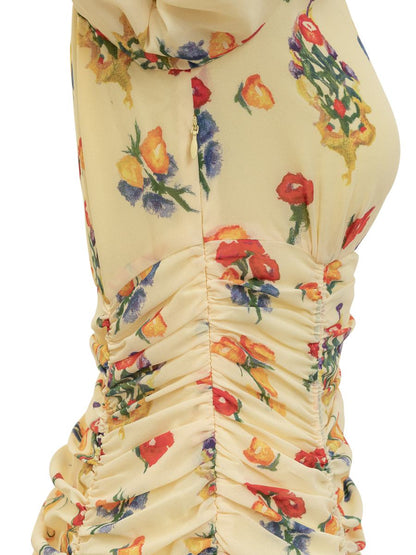 De La Vali Ruched Flower Dress