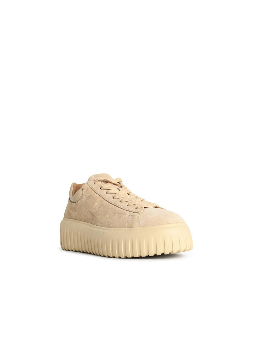 Hogan 'H-Stripes' Beige Suede Sneakers