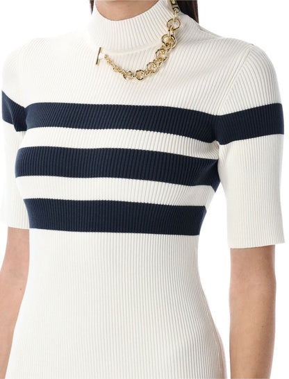 Jean Paul Gaultier Striped Long Knit Dress