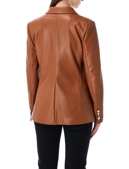 Ralph Lauren Brown Leather Double-Breasted Blazer