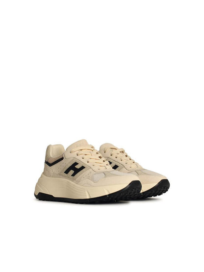 Hogan 'H669' Cream Leather Blend Sneakers