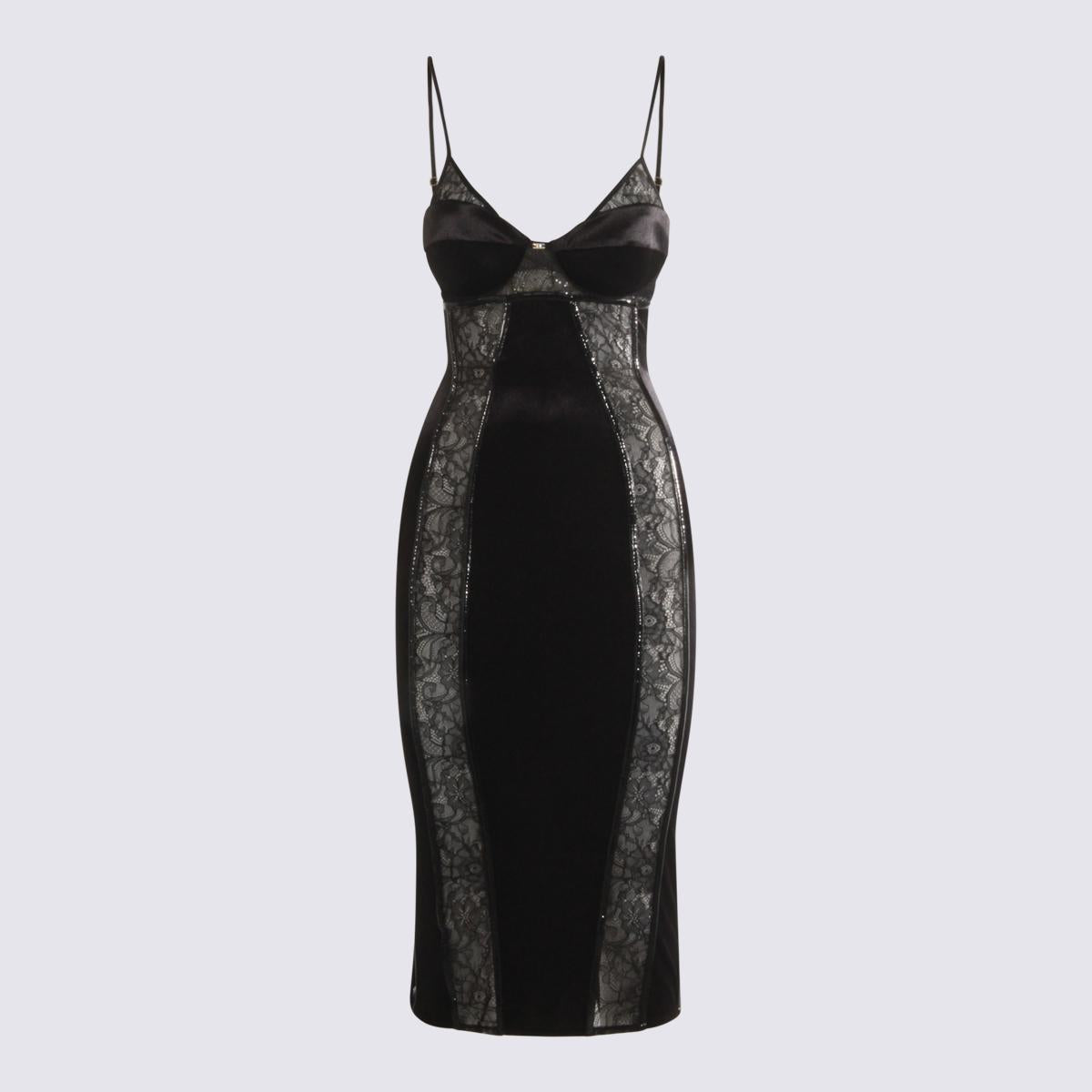 Elisabetta Franchi Black Midi Dress