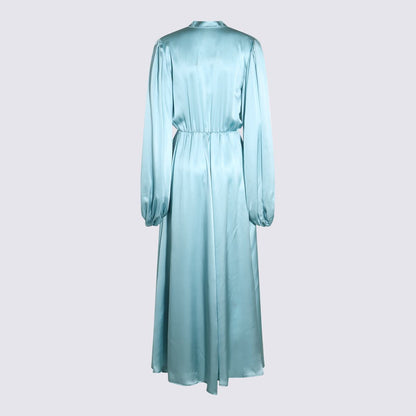 Crida Light Blue Satin Matera Long Dress
