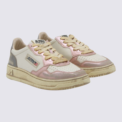 Autry White And Grey Sup Vint Low Metal Sneakers