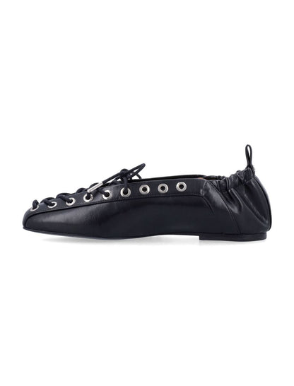 Ganni Oleatex Lace-Up Ballerinas