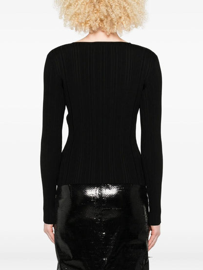 Self-Portrait Black Lace Trim Knit Top Clothing