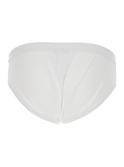 White Swimwear With Logo Drawstring And Logo Tag In Tech Fabric Man
