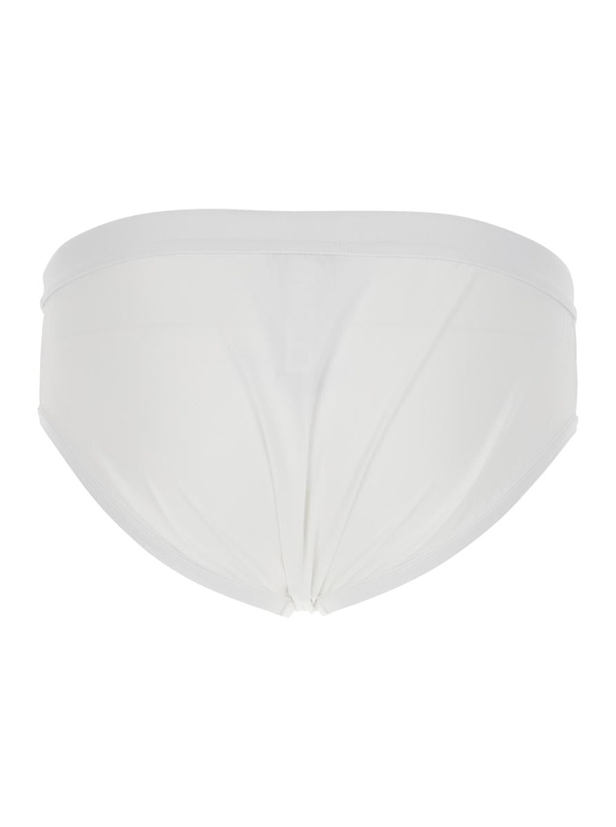 White Swimwear With Logo Drawstring And Logo Tag In Tech Fabric Man