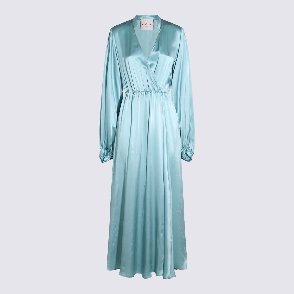 Crida Light Blue Satin Matera Long Dress