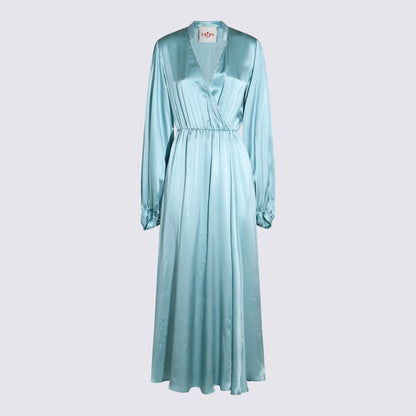 Crida Light Blue Satin Matera Long Dress