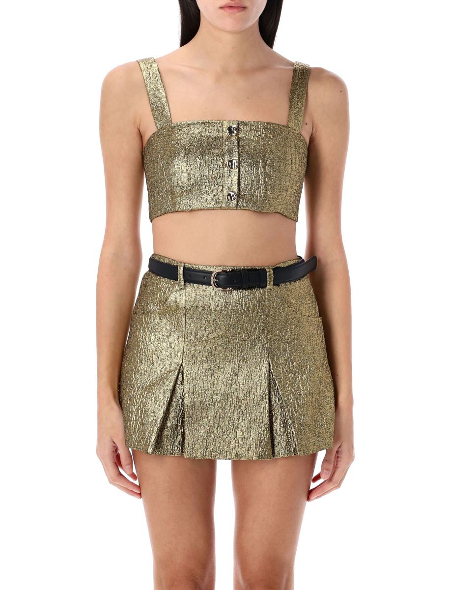 Self-Portrait Metallic Jacquard Crop Top
