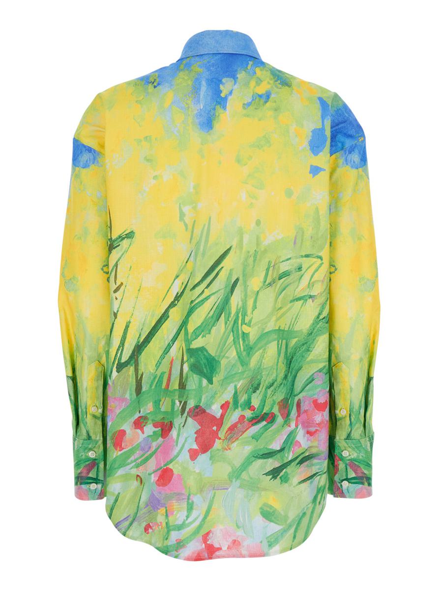 Multicolor Shirt With All-Over Printed Floral Motif In Fabric Woman
