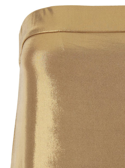 Metallic Off-Shoulder Sleeveless Dress With Maxi Side Slit In Tech Fabric Stretch Woman