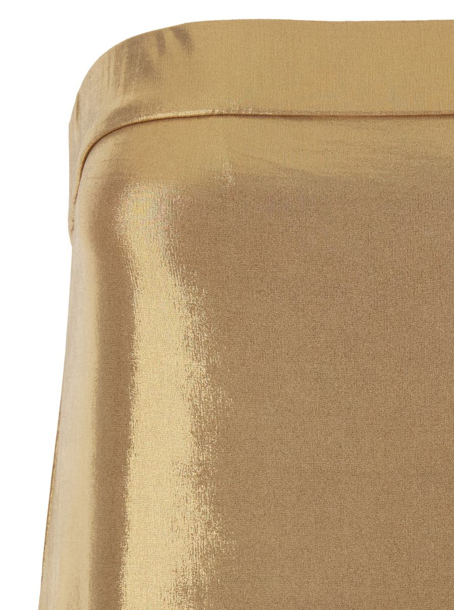 Metallic Off-Shoulder Sleeveless Dress With Maxi Side Slit In Tech Fabric Stretch Woman